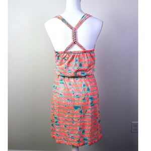 Lilly Pulitzer Dress Braided Sleeveless Coral Pink Floral Print Sundress XS‎